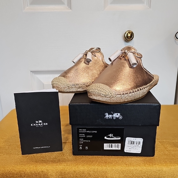 Coach Cassidy Metallic Champagne Esparadilles Sz 8 NIB MSRP $178 - Picture 1 of 7